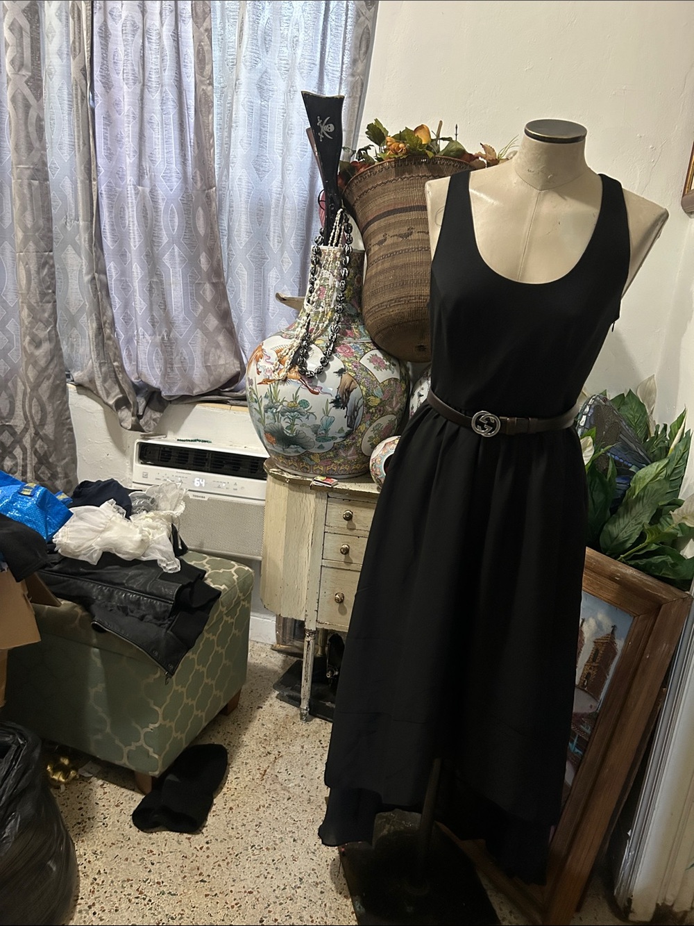 LC Lauren Conrad Black Scoop Neck Midi Dress